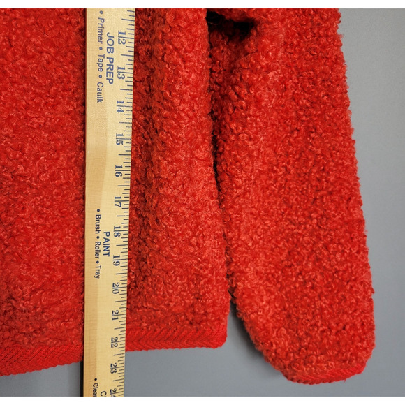 Pretty Garden Fuzzy Cardigan Womens M Red Button Front Faux Fur Shearling New - Picture 8 of 13